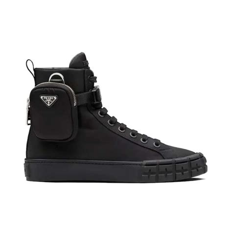 prada re nylon high top sneakers black 35.5|prada high top products for sale .